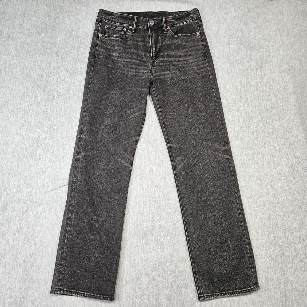 American Eagle Jeans Mens 30x32 Black Relaxed Straight EasyFlex Whiskers